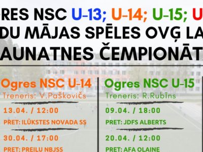 Ogres NSC futbola komandu mājas spēļu grafiks