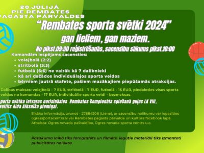 20.jūlijā norisināsies Rembates sporta svētki 2024
