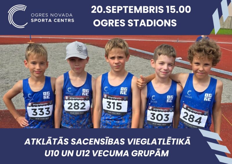 Atklātās sacensības vieglatlētikā U10 un U12 vecuma grupās @ Ogres novada sporta centrs (Skolas iela 21)