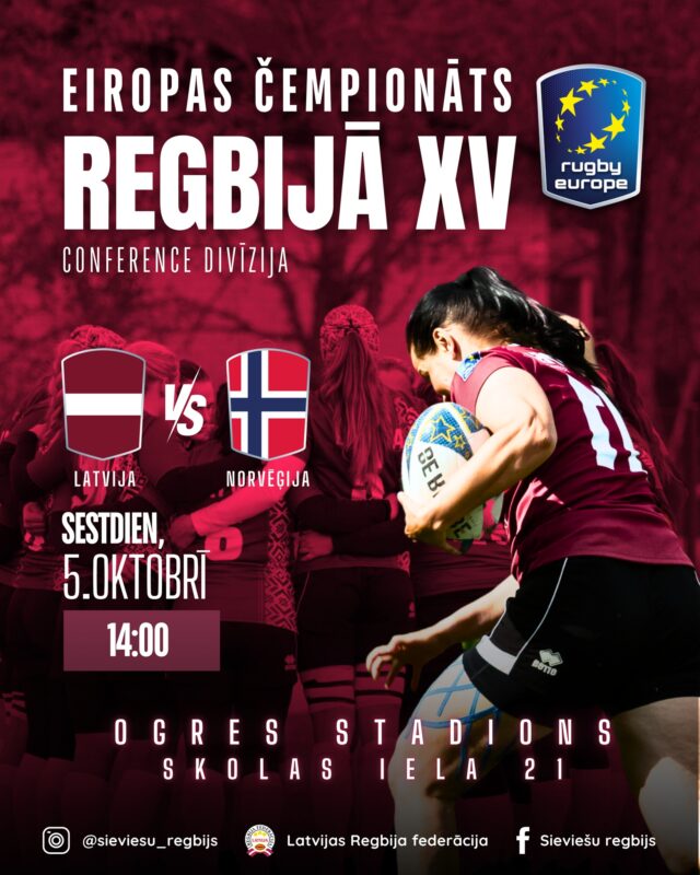 #Regbijs Eiropas čempionāts sieviešu regbijā XV Latvija - Norvēģija @ Ogres novada sporta centrs (Skolas iela 21)